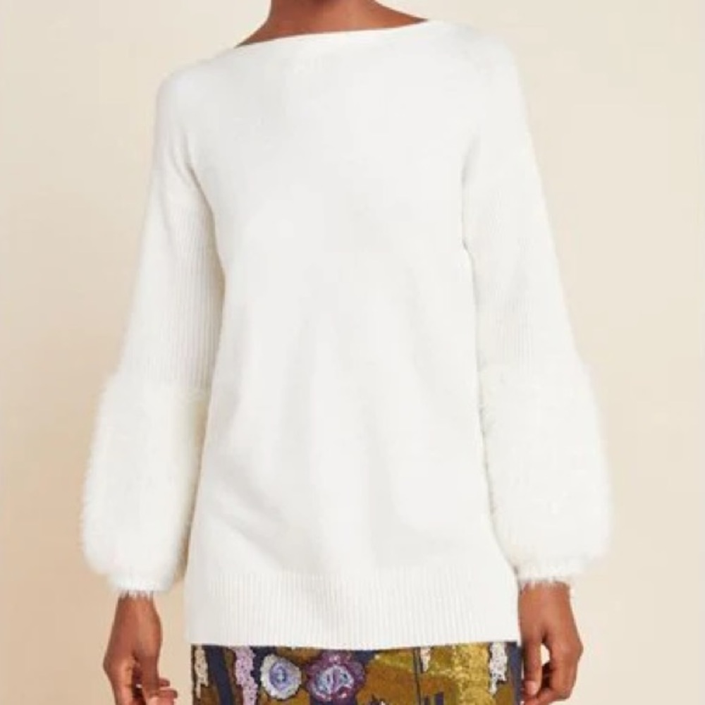 Anthropologie Ivory Tunic Sweater